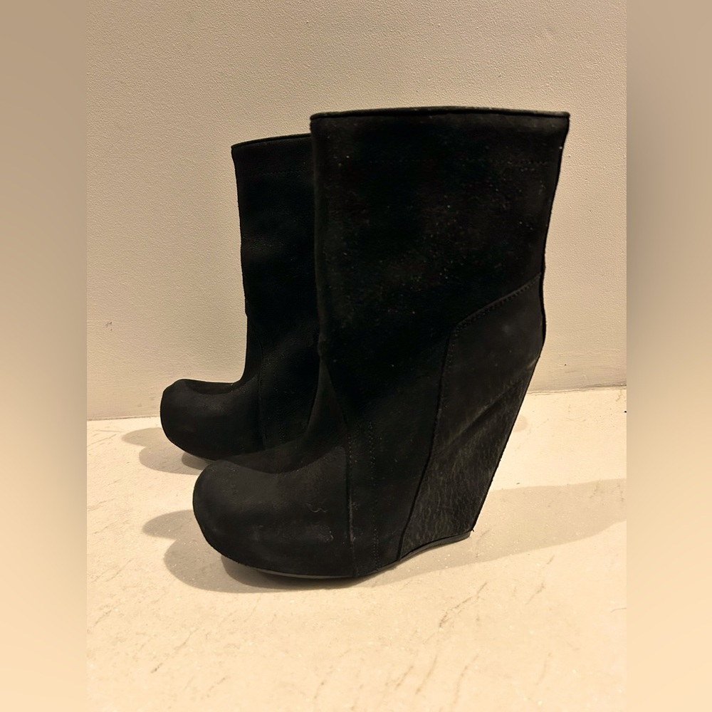 New in box Rick Owens black wedge heel boots